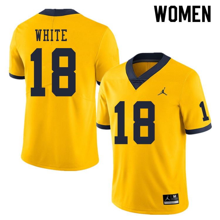 Women #18 Brendan White Michigan Wolverines College Football Jerseys Sale-Yellow